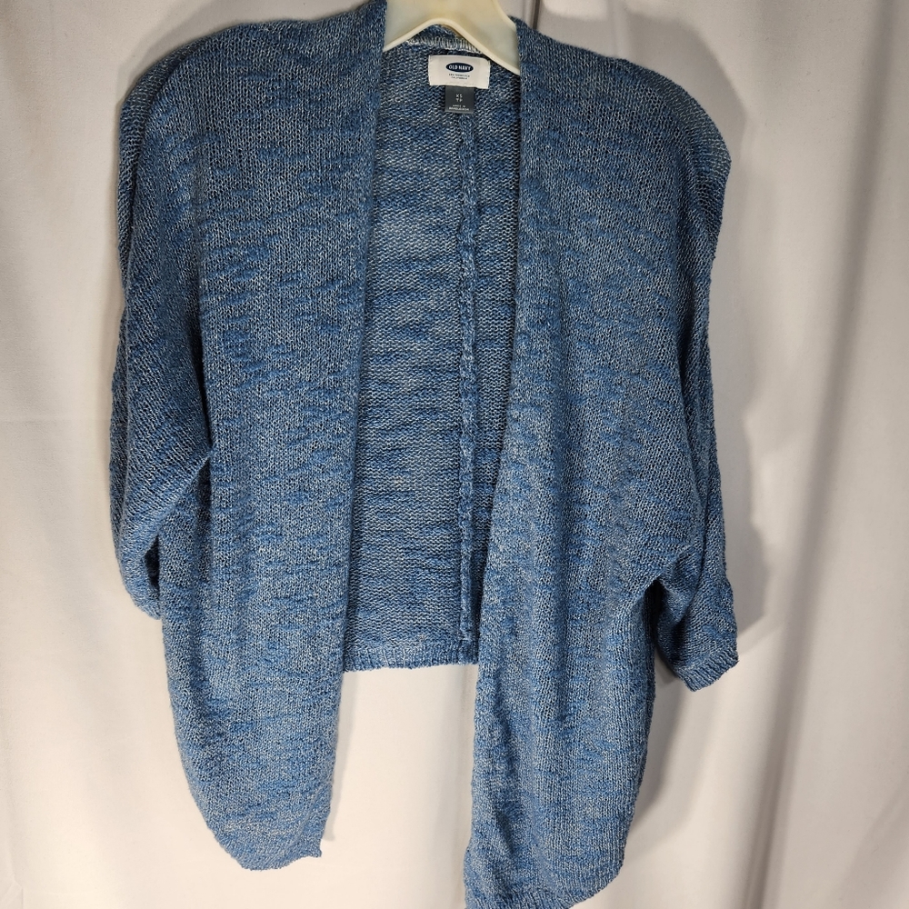 Old Navy Blue Knit Open Front Short Sleeve Shrug Size XSmall